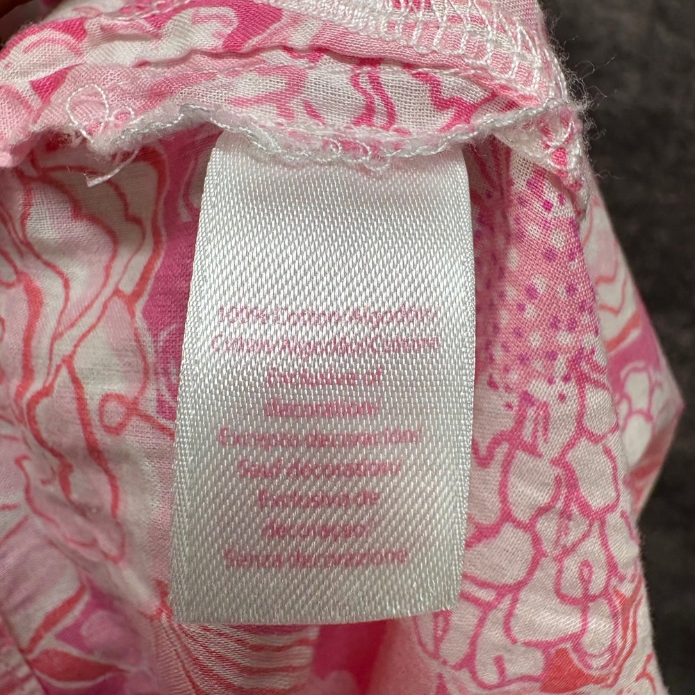 Lilly Pulitzer Pajama Top Womens M Pink Tropical Floral Print Button Up - Picture 6 of 13